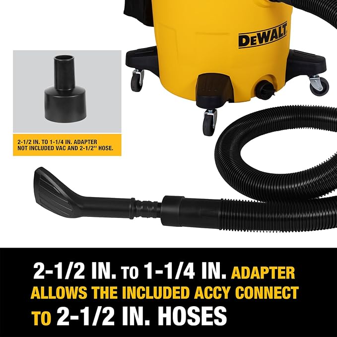DEWALT 8-Piece Car Detailing Vacuum Hose Accessory Kit, Shop Vac Attachments for Efficient Cleaning, Compatible with Most Wet and Dry Shop Vacuum, DXVA13-0801