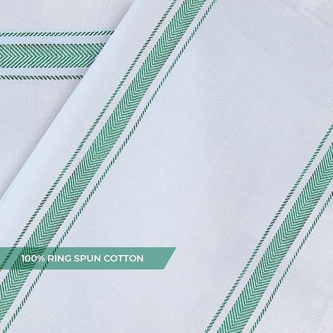 Dish Towels Set (Value Pack of 15) Size 15x25 Inch, 100% Cotton Soft & Absorbent Kitchen Towels, Tea Towels, Reusable Cleaning Cloths for Household Cleaning (Green)