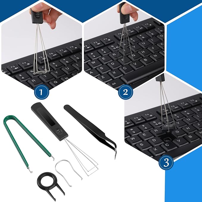 5 Pcs Keyboard Cleaning Tools - Switch Puller Set, Stainless Steel Keycap Remover Kit with Keycap Tweezers for Mechanical Keyboard