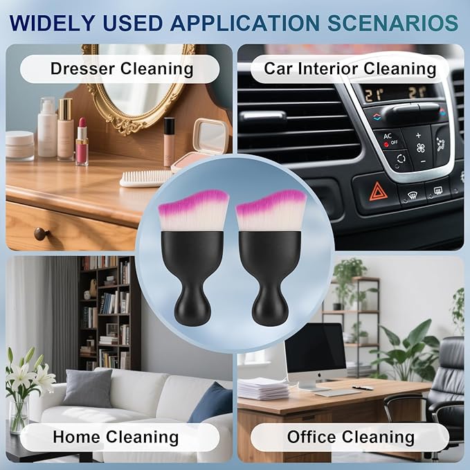 2 PCS Car Interior Detailing Brush, Auto Car Dusting Brushes, Soft Bristles Duster Removal Cleaning Tool for Dashboard Interior, Exterior, Skylight, Leather, Dust Brush, White & Purple
