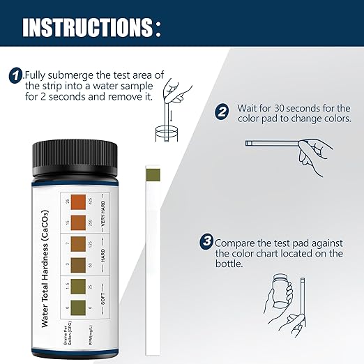 Water Hardness Test Kit-150 Strips Water Quality Testing for Drinking/Well Water, Softener,Hard, Dishwasher,Pool,Spa, 0-425 ppm