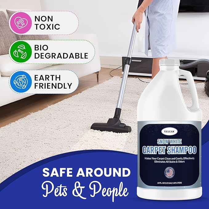 Carpet Cleaner Shampoo - MADE IN USA - 64oz Concentrate Carpet Cleaner & Deodorizer - Pet Stain And Odor Remover - Rug Extracting Shampoo carpets, Upholstery, and Machine Use - Fresh Scent (64 Fl Oz)