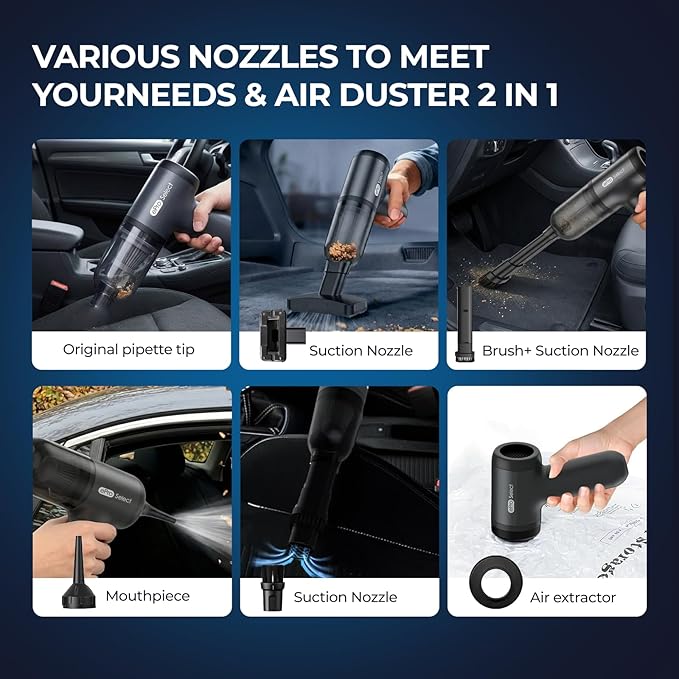 EV1395 Cordless Handheld Vacuum Cleaner - 75W 12000Pa Strong Suction, 14-24min Runtime, 0.14L Dust Bin, Multi-Accessories for Stairs, Floors & Narrow Spaces