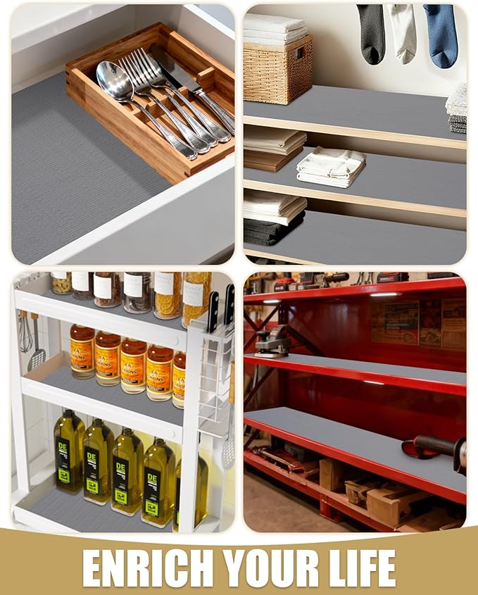 Shelf Liners for Kitchen Cabinets Non-Adhesive, Non-Slip Thickened Shelf Paper Waterproof Washable for Drawer Dresser Pantry Shelve Bathroom Protector Liner