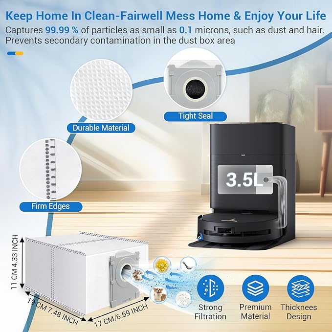 X9 Pro Omni Replacement Parts for Ecovacs Deebot X9 Pro Omni X9 Pro Robotic Vacuum Cleaner Parts with 2 Roller Brush,4 Mop,4 HEAP,6 Dust Bags,6 Side Brushes,1 Screwdrivers,1 Clean Brush