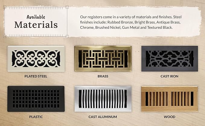Decor Grates (4-Pack) AJH412-GM Oriental Floor Register, 4x12 Inches, Gun Metal Finish