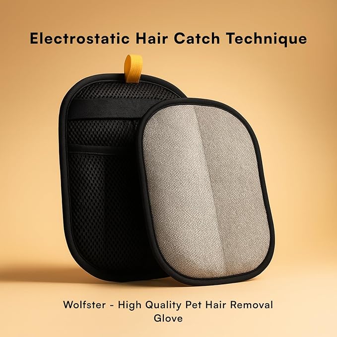 Wolfster Pet Hair Removal Glove, for Couch, Carpets & Car Seats Cleaner, Upgraded Five-Finger Reusable Glove, Electrostatic Pet Hair Remover for Dog & Cat, Hair Removal Tool