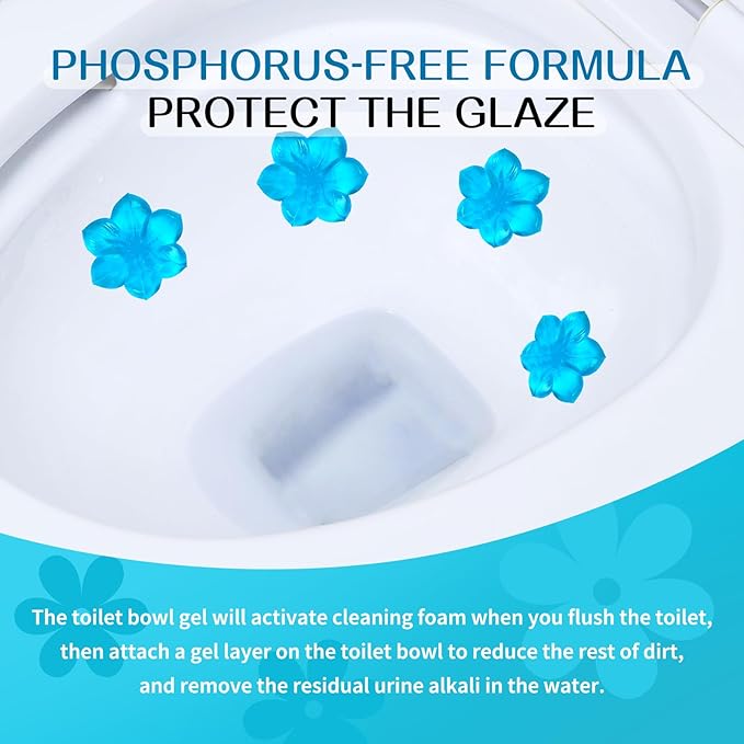 YUCO Toilet Gel Stamps Floral Shaped Toilet Bowl Cleaner Gel, Helps to Clean the Toilet, Preventing Urine Stains and Limescale Keeping it Fresh and Clean(Pack of 1, Ocean)