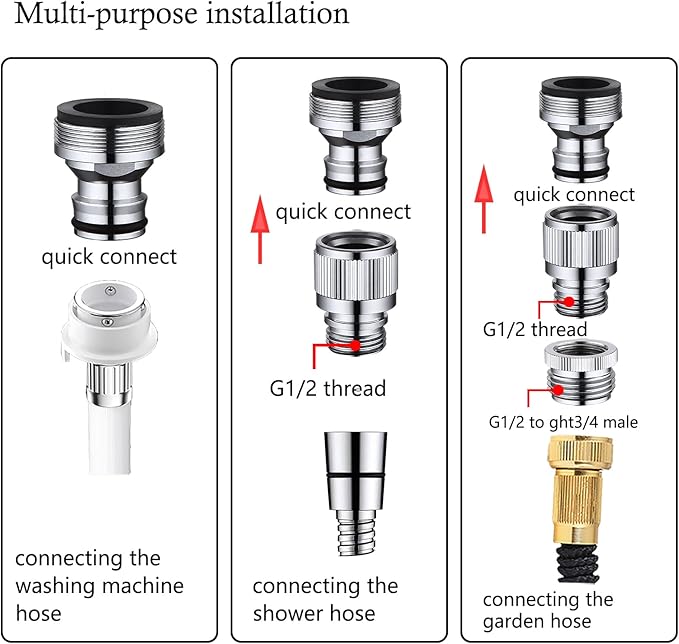 Kitchen Sink Faucet Quick Connector, Sink Faucet to Garden Hose Adapter, Dishwasher/Washer Snap Coupling Adapter, Faucet to Hose Adapter for Kitchen/Bathroom/Shower Hose