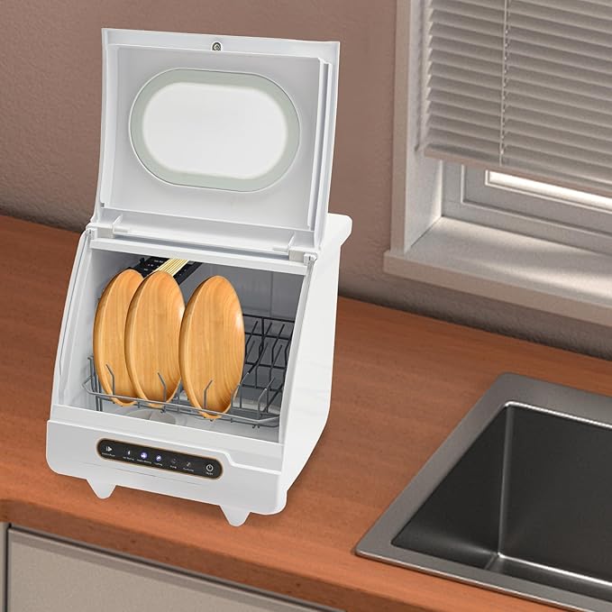 Countertop Dishwasher - Portable Compact with 5 Wash Programs, Tap or Manual Fill for Apartments/RVs/Dorms (White)
