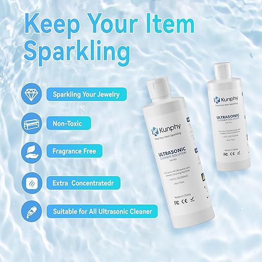 kunphy Jewelry Cleaner Solution -Ultrasonic Cleaner Solution for Gold, Silver, Platinum Diamonds and Non-Porous Precious & Semi-Precious Jewelry 4 oz(120ml)