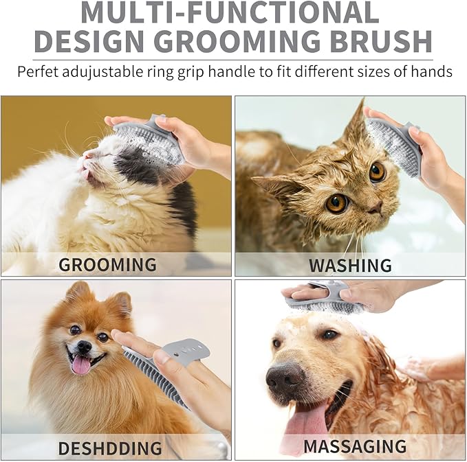 Professional 7 in 1 Dog Paw Cleaner for Dogs & Cats - Includes 1 Portable Paw Washer, 1 Bath Brush, 2 Dog Toothbrushes and 3 Absorbent Towels Note: Fits Paws up to 2 Inches Wide (Small, Grey)