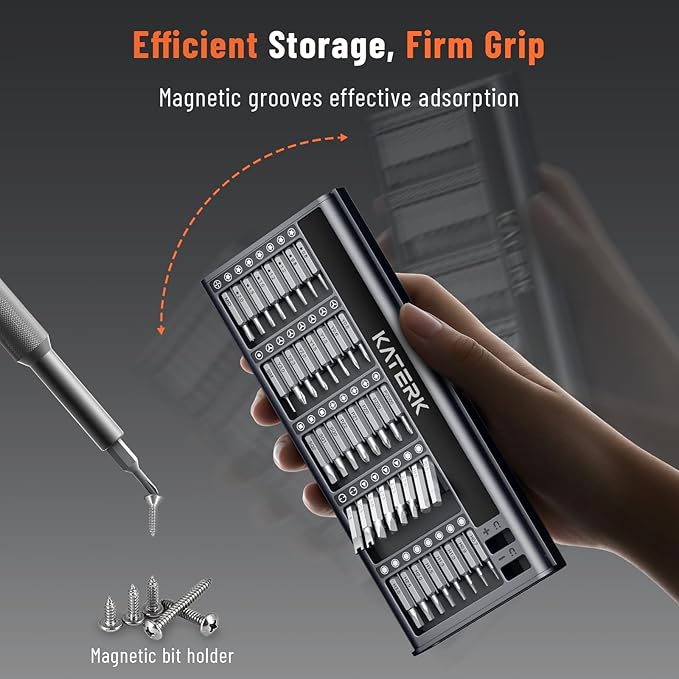 KATERK 80-in-1 Precision Screwdriver Set, Small Screwdriver Set with Magnetizer/Demagnetizer, Mini Repair Tool Kit for Phone, Computer, Watch, Laptop, Ring Doorbell, Eyeglass, Electronic