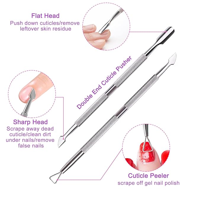 Eyxformula Gel Polish Remover Kit - 10 Toenail Clips, 10 Finger Nail Soak Off Clips, 400 Lint Free Wipes, 2 Nail Files, 120 Ml Push Down Pump Dispenser Bottle, Cuticle Pusher & Peeler, Cleaning Brush