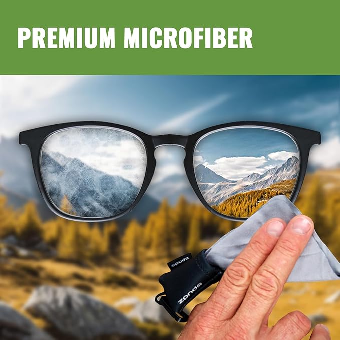 SPUDZ Classic Microfiber Lens Cleaner – Clip-On Pouch, Washable – for Binoculars, Scopes, Glasses, Screens | Vanish Tan, 6 x 6 Inch