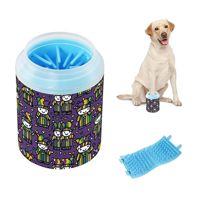 Dog Paw Cleaner Cups for Dogs Pets Foot Washer Paw Scrubber for Medium Small Cats Dogs Cute Cleaning Cup Cute Mardi Gras Dots