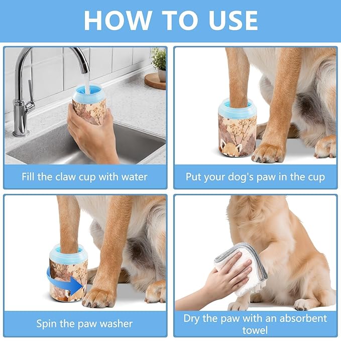 Dog Paw Cleaner Cups for Dogs Pets Foot Washer Paw Scrubber for Medium Small Cats Dogs Cleaning Cup Pink Redpandas Pinecones Plants Mountains