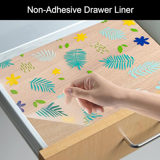 Cooyes Shelf Liner – Premium Non-Adhesive Cabinet & Drawer Liner for Kitchen – Waterproof Shelf Paper with Modern Pattern – Durable EVA Cabinet Mat – Easy to Cut （12" W x 120" L）