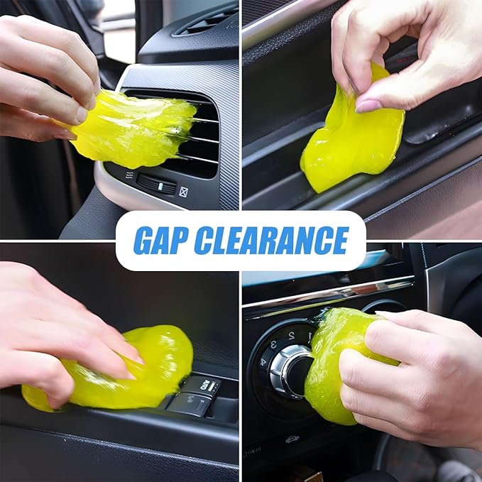 Car Cleaning Gel, Vehicle Dust Detailing Putty Slime Cleaner Kit for Air Vent, Reusable Automotive Interior Detail Clean Mud Removal Tool, Universal for SUV Sedan Truck (Yellow)