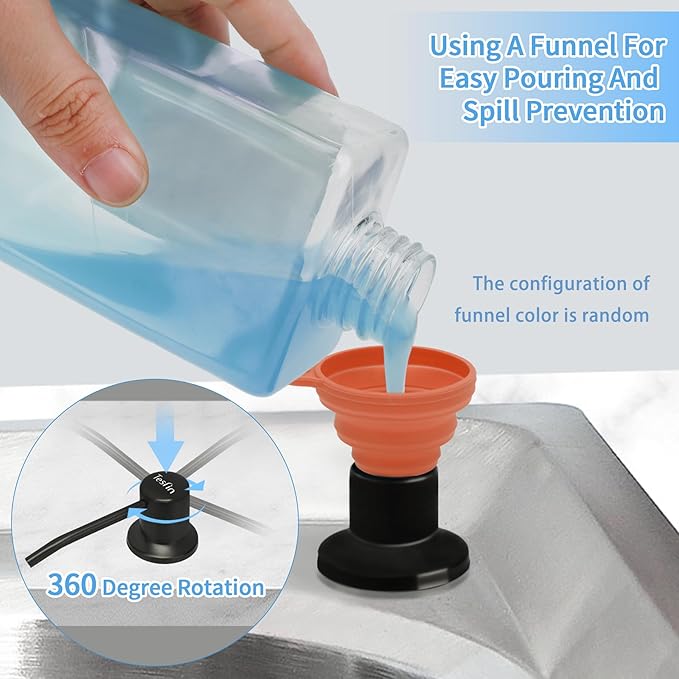 Soap Dispenser for Kitchen Sink Black Built in Soap Dispenser Pump Dish Liquid Countertop with Bottle