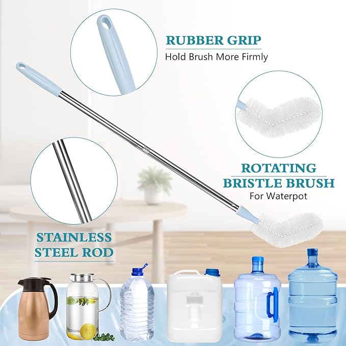 3 Gallon and 5 Gallon Water jug Cleaning Brush, Extra Long Water Bottle Carboy Brush