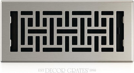 Decor Grates AJH410-NKL Floor Register, 4" x 10", Nickel