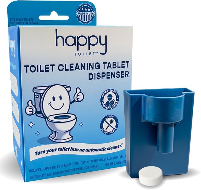 Happy Toilet Cleaner - Automatic Toilet Bowl Cleaner Toilet Tablet Holder Toilet Cleaning System - Drop In Toilet Tank Cleaner Tablets Auto Filter Self Cleaning Flush Cleans the Bowl Not the Tank