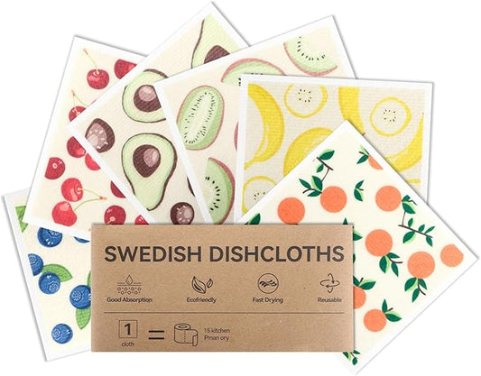 Lsnisni Swedish Dishcloths for Kitchen, 6 Pack Swedish Dish Cloths, Reusable Paper Towels, Washable Kitchen Cloth, 100% Biodegradable, Super Absorbent, Quick Drying