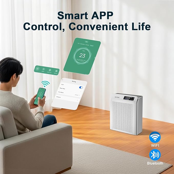 Air Purifiers for Home Bedroom Large Room Up to 3500 Ft², Smart HEPA Air Cleaner with APP Control,PM 2.5 Display Air Quality, Sleep Mode, Auto Mode, HEPA Air Purifier for Pets Hair, Dust, Odor, Pollen