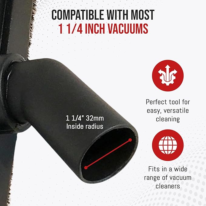 MP Maresh Products Vacuum Brush Attachment Compatible with Central Vac - Horse Hair Bristles for Thorough Cleaning, Bare Floor or Wall Brush, Replacement Part for Central Vac - 12" with Wheels (Black)