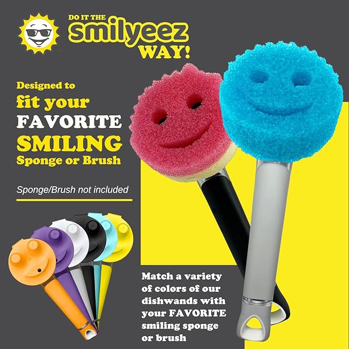 The Original Smiling Handle with Soap Dispensing for Scrub Daddy (Reg. TM) Sponge and Scrub Moji Sponge (Purple)