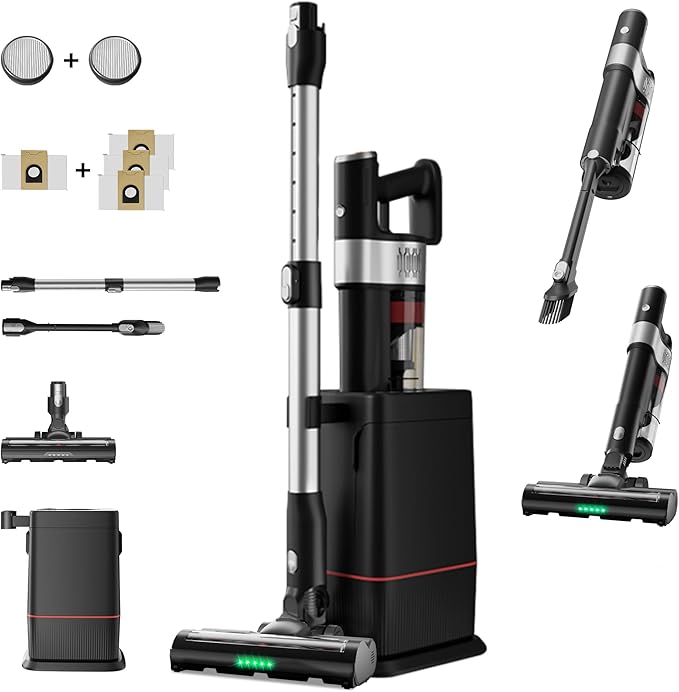 DlandHome Cordless Vacuum Cleaner, Portable Rechargeable Stick Vacuum with Auto-Empty System, Up to 45 Minutes, 2.5L Dust Cup, LED Headlights, 35KPA Powerful Suction for Home Pet Hair Carpets