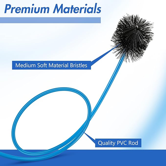 3 Pcs Condensate Trap Flexible Drain Brush, 48 Inch AC Drain Line Cleaning Brush for AC & HAVC Condensate P Trap, Blue