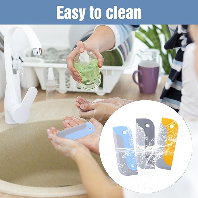 3 Pack Small Squeegee, Rubber Mini Squeegee Multi-Functional Small Sink Squeegees for Glass Doors Kitchen Countertop Car Window Bathroom Mirrors (3 Colors)