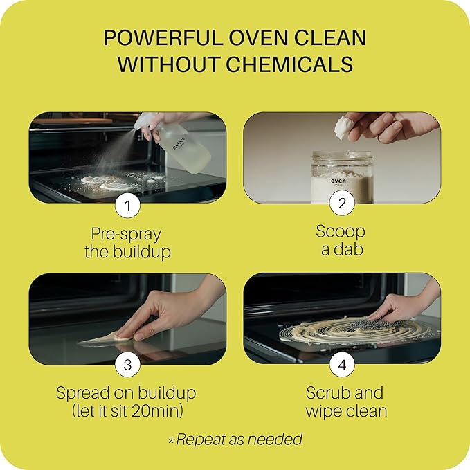 Everneat Oven Cleaning Kit: Natural Oven Cleaner and Kitchen Cleaner | Heavy Duty Oven Cleaner & Oven Rack Cleaner Kit | Fume-free & Safe to Clean All Ovens (Lift) | Refillable Plastic Jar & Bottle