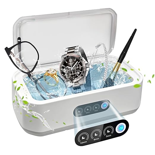 Ultrasonic Jewelry Cleaner, 48khz Jewelry Cleaner Ultrasonic Machine with 304 Stainless Steel 22oz Cleaning Pod for Jewelry, Glasses, Rings, Retainers, Watch Strap, Dentures