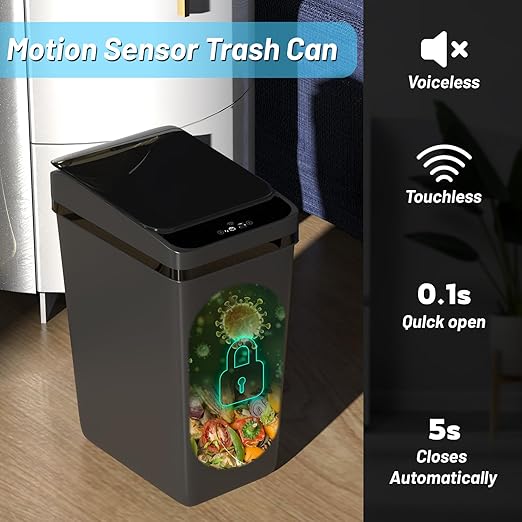 Procade 2Pack Touchless Bathroom Trash Can with Lid,4 Gal &2.5 Gal Slim Automatic Garbage Can, Auto Skinny Plastic Trash Bin, Small Motion Sensor Trash Bin for Bedroom, Bathroom, Office,RV(Black)