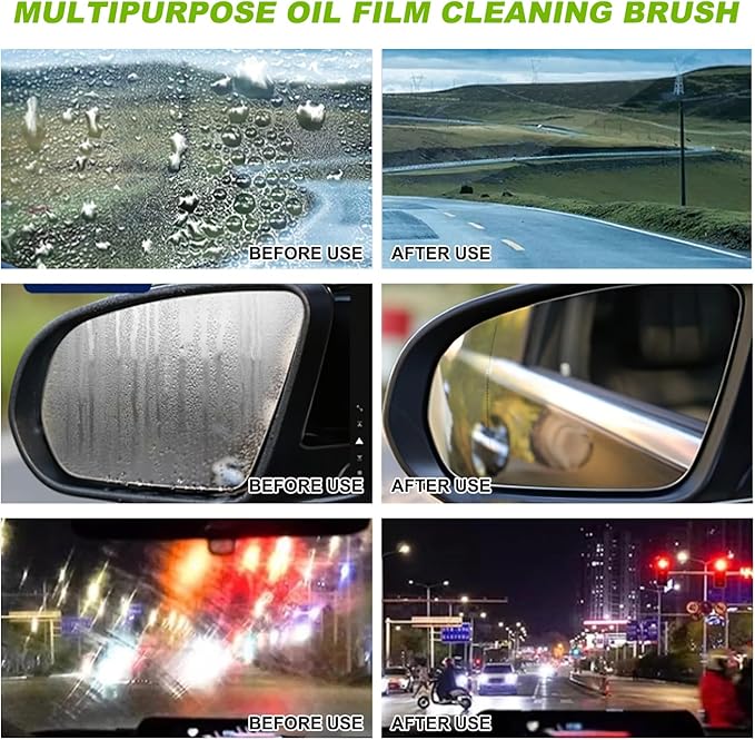 Clear Vision Glass Cleaner, Upgrade 2.0 Clearvision Car Windshield, Automotive Oil Film Cleaning Brush for Cars Windows, Car Windshield Cleaner Tool for Perfect Visibility