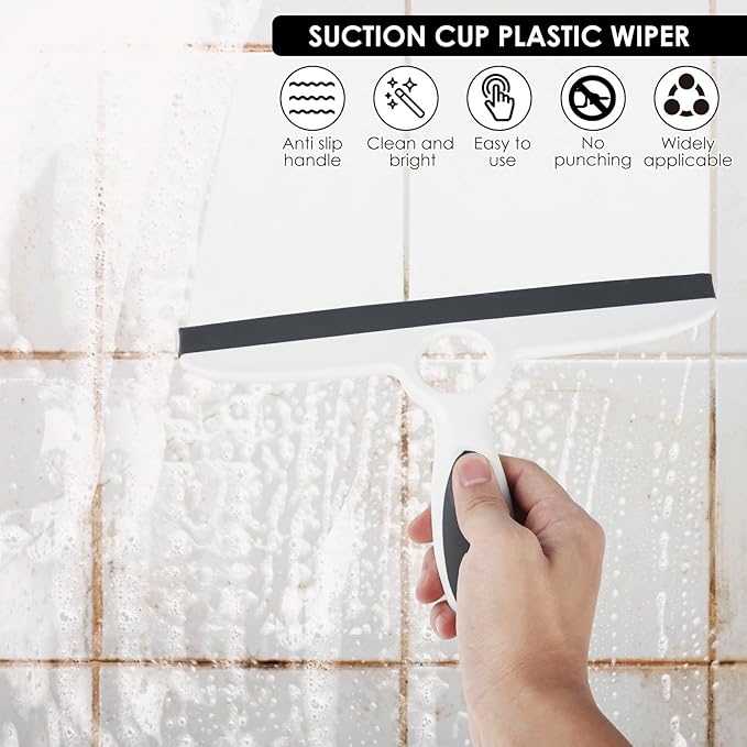 10pack Shower Squeegee for Glass Doors/Walls,10" Squeegee with Adhesive Hook,All-Purpose Shower Squeegee for Shower Doors, Bathroom, Window and Car Glass