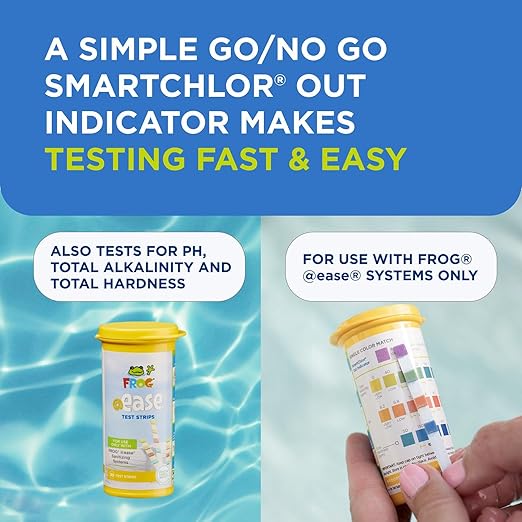 FROG @Ease Test Strips for Hot Tubs and Swim Spas - Test Strip with Out Indicator for FROG @Ease SmartChlor Cartridges, pH, Total Alkalinity and Total Hardness - 60 Test Strips