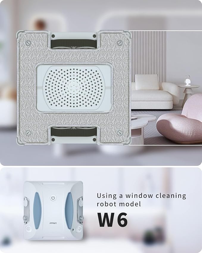 FMART 6-Piece Microfiber Cloth Set of W6/W7 Window Cleaning Robot - Reusable and Machine Washable, 6-Piece