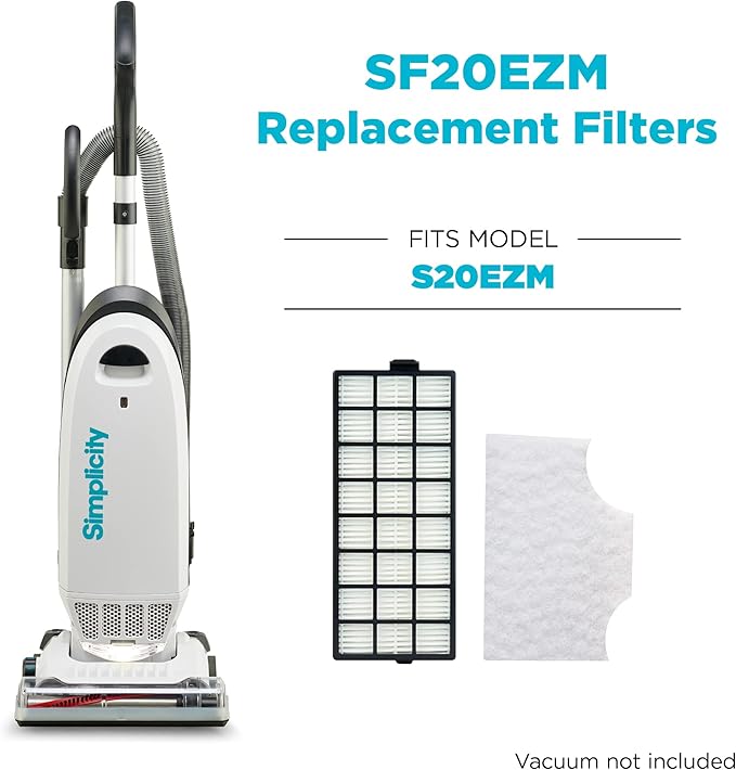 Simplicity Vacuums SF20EZM HEPA Media Filter Set & Pet Hair Upholstery Tool Bundle for Simplicity S20EZM Allergy Bagged Upright Vacuum Cleaner