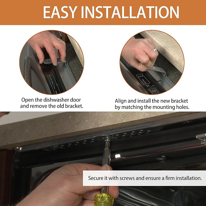 2-Pack DD94-01002A Dishwasher Assembly Install Kit, Fits for Samsung Dishwashers Mounting Bracket, Replaces AP4450818 2077601 PS4222710 EAP4222710 for Granite or Countertops, 4 Brackets & 12 Screws