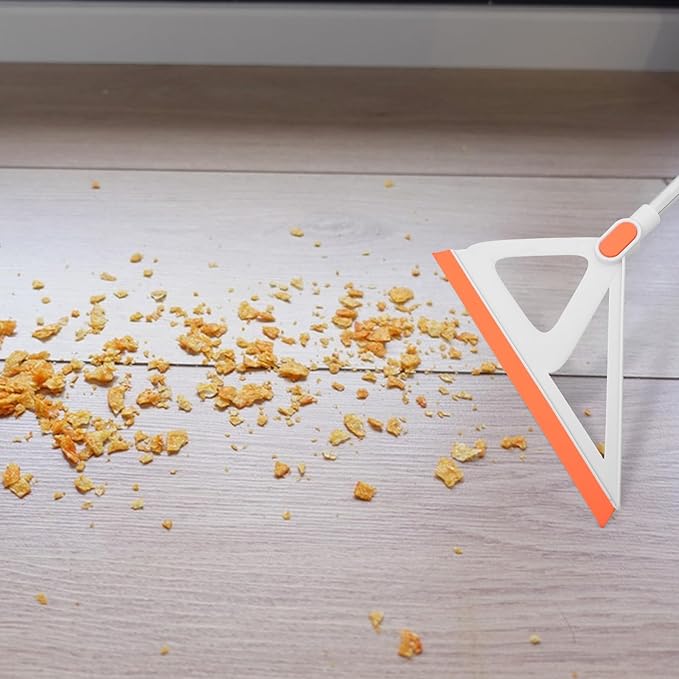 jojofuny Silicone Floor Squeegee Broom with Rubber Blade, Multi-Function Floor Cleaner Tool for Concrete and Tile, White and Orange, Household Water Removal Scraper for Bathroom and Garage
