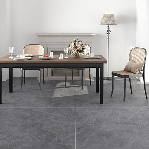 Freshtour Vinyl Flooring Roll, Versatile Removable PET Leather-Like Floor Covering, Waterproof & Durable, Easy Tape Installation, Cost-Effective for Any Room, Grey Marble/ 32.29 Sq.ft (39.3" x 118")