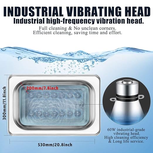 Anbull 22L/5.8Gal 480W Industrial Ultrasonic Cleaner Machine with 304 Stainless Steel and Digital Timer Heater for Wrench Tools Industrial Parts Mental Instrument Apparatus Cleaning