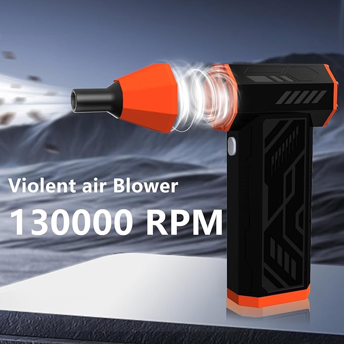 Compressed Air Duster-130000RPM Electric Air Duster for PC&Keyboard Cleaning，4-Speed Cordless Turbo Fan Rechargeable Reusable Compressed Air Blaster, Air Bed, Outdoors, Home