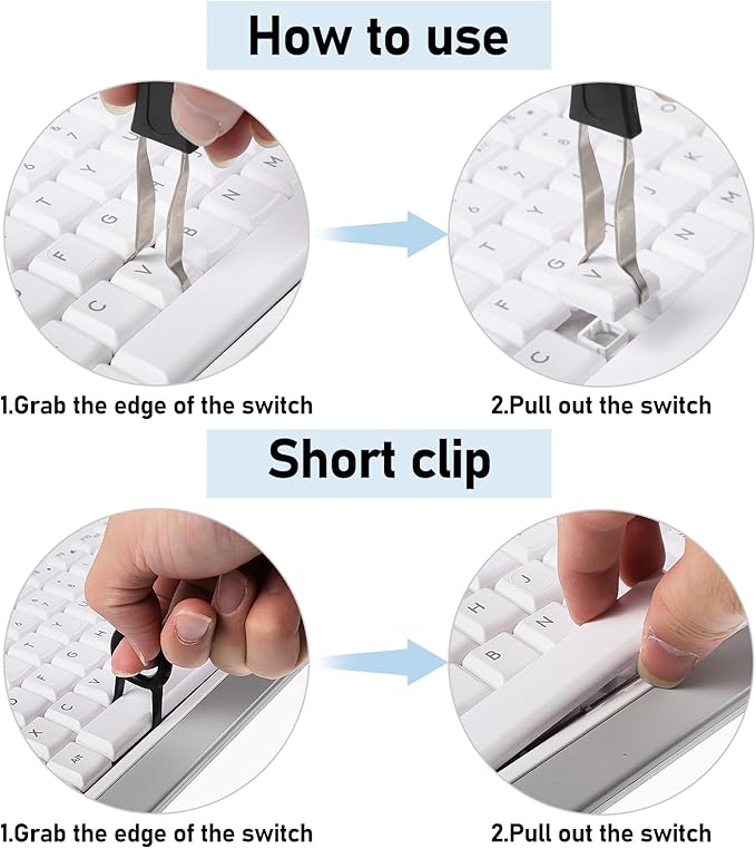Bremorou Key Puller Set 4 Pcs Keyboard Cleaning Tools Kit Include Keycap Puller Switch Pullers IC Extractor Mini Cleaning Brush for Computer Motherboard Camera Small Space for Mechanical Keyboards