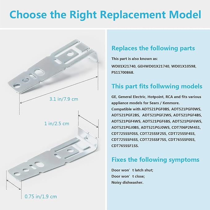 2 PCS Dishwasher Countertop Mounting Bracket WD01X21740, Compatible with GE, Hotpoint, Replaces WD01X10598, PS11700868