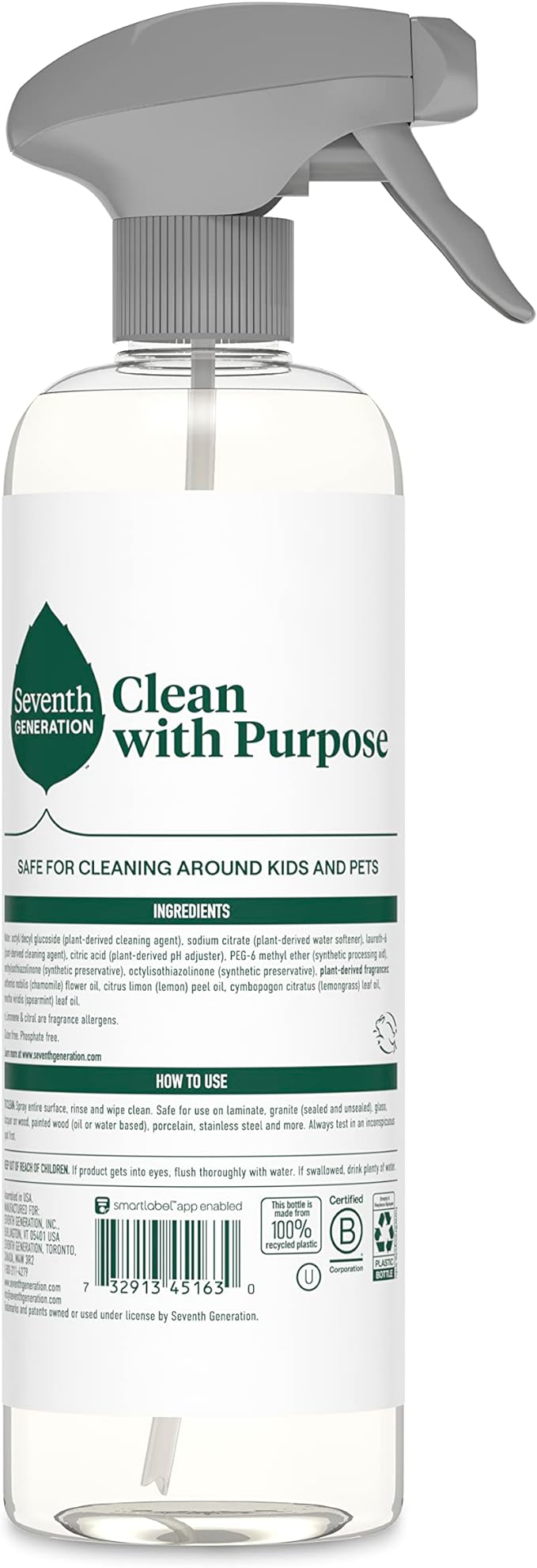 Seventh Generation All Purpose Cleaning Spray Surface Cleaner Lemon Chamomile scent Cuts Grease 23 oz, Pack of 8
